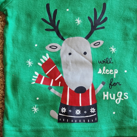 NWT Gymboree Reindeer Pajama Set. Size 6-12 Months Colors green red blue - Picture 4 of 5